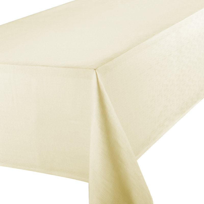Linen Look Camellia Tablecloth, 132cm W x 178cm L, Cream