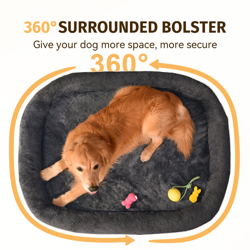 Large Gray Orthopedic Waterproof Dog Bed with Bolsters