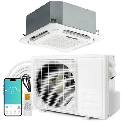 23 SEER2 23,000 BTU WIFI Ceiling Cassette Ductless Mini Split Air Conditioner With Inverter 230V