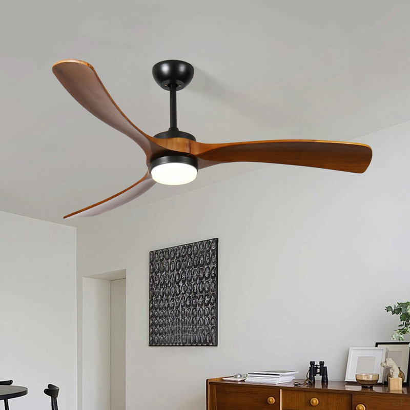 60-Inch 3-Blade Solid Wood Ceiling Fan Light, 60" Wide
