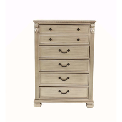 Antique Silver 1pc Chest Of Drawers Storage Bedroom Furniture Traditional Classic Style Chest