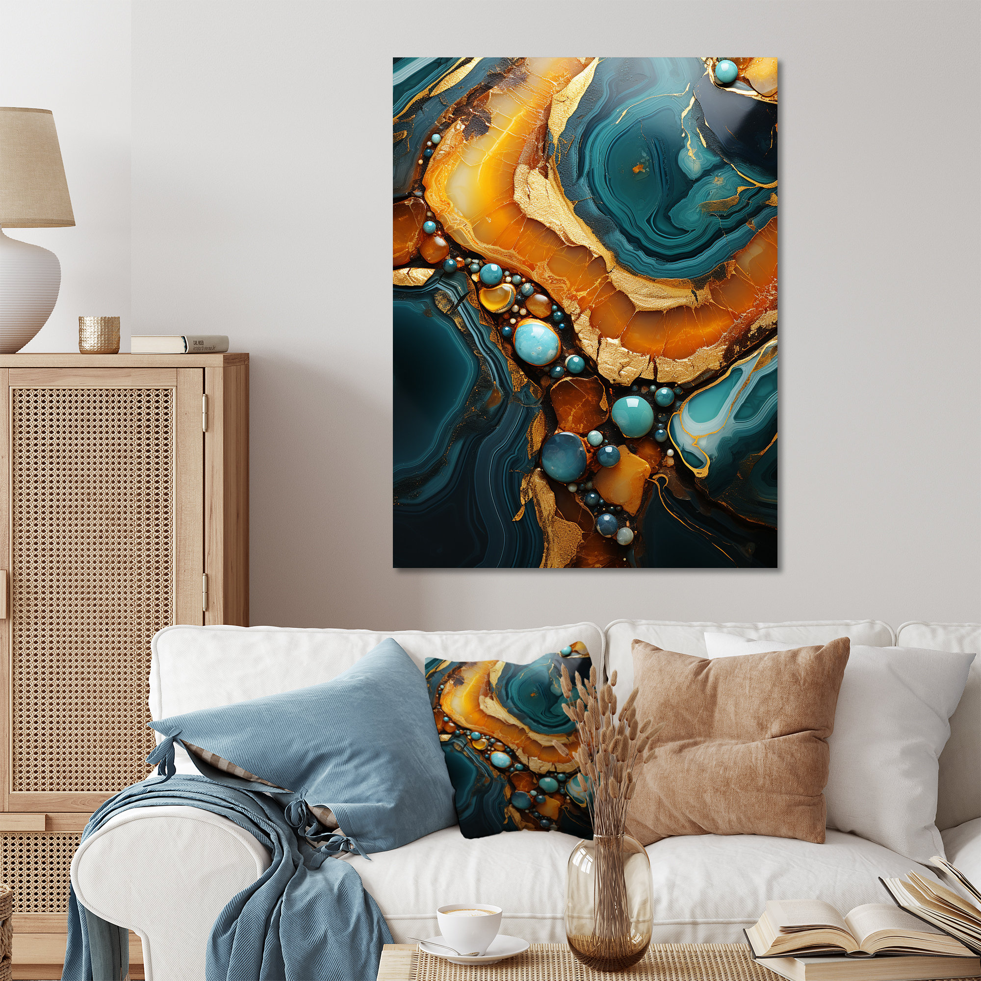 Topaz Abstract Color Ivy Bronx Gold And Green Topaz Agate Granite V - Abstract Metal Wall ...