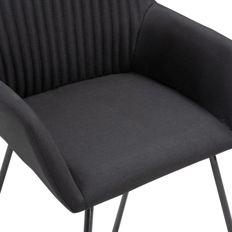 Dining Chairs Upholstered Chair with Metal Legs for Living Room, Black, 2