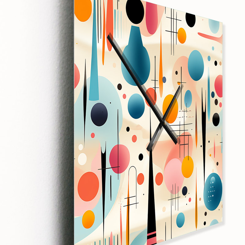 Jaretsi - Horloge murale Mid-Century géométrique, Très grand