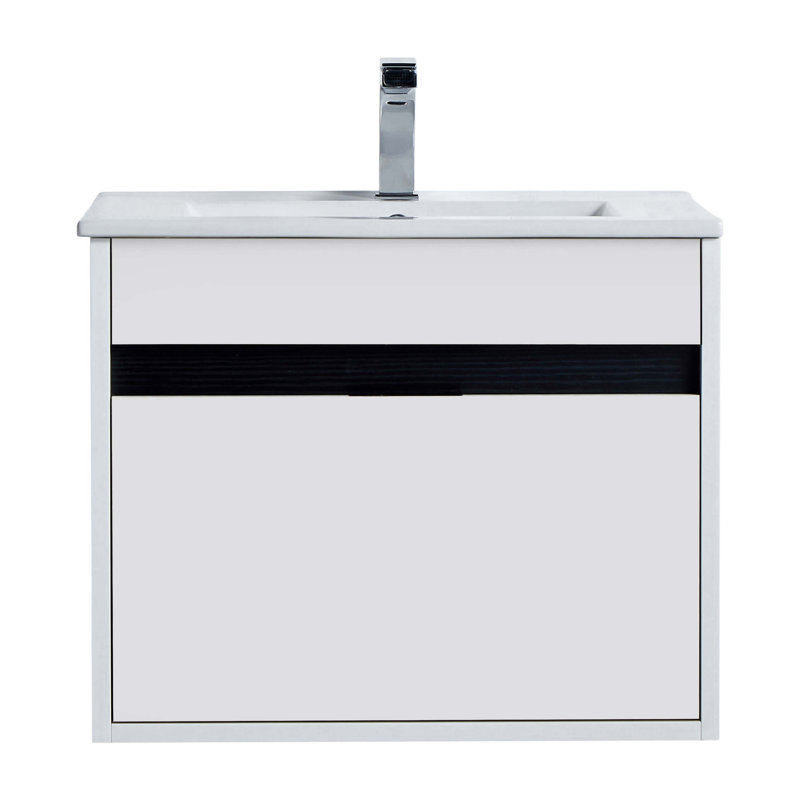 Ensemble de meuble-lavabo mural simple 24 po Kynlyn, Blanc mat