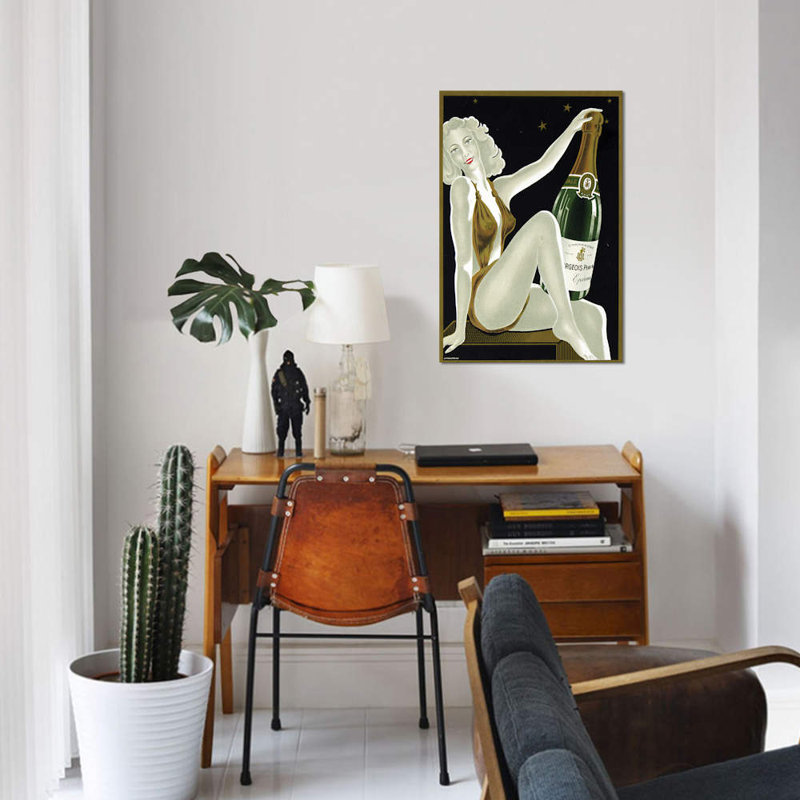 « french champagne », impression sur toile, H 26 po x l 18 po x P 1,5 po, Toile tendue, Pas de tapis