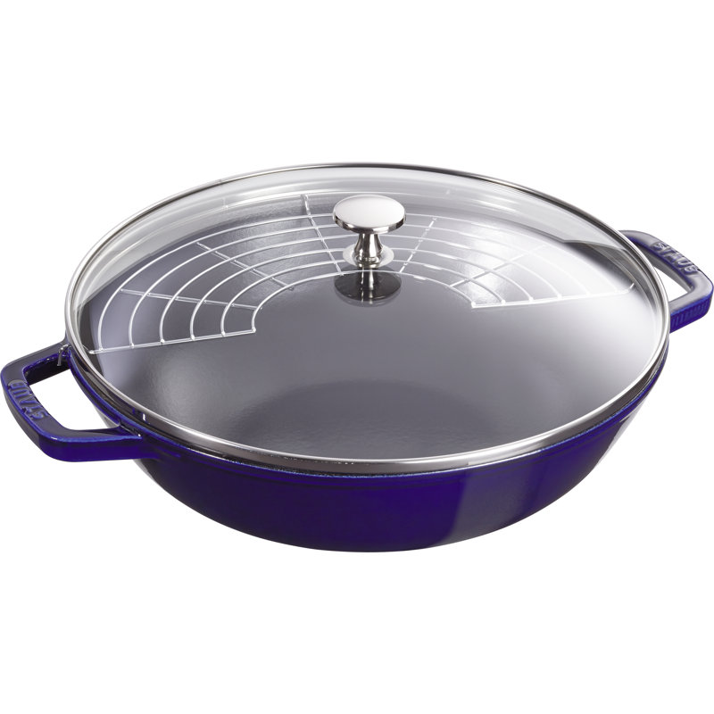 STAUB Cast Iron Non-Stick Wok, Dark blue, 30cm