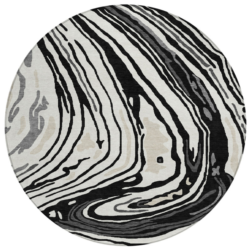 Tapis rond noir 8 po
