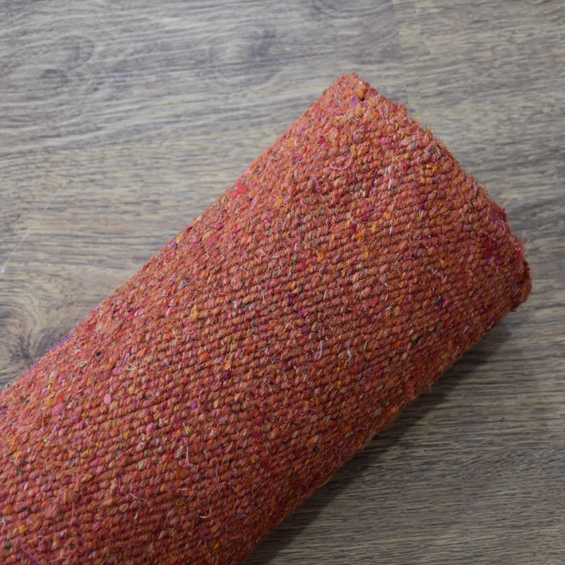 Hand Woven Flat Weave Skittles Kilim Solid Rust Cotton & Polyester Runner Indoor Area Rug, Runner 2'6'' x 10'