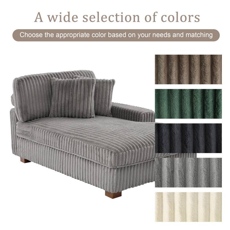 Upholstered Chaise Lounge, Light Grey