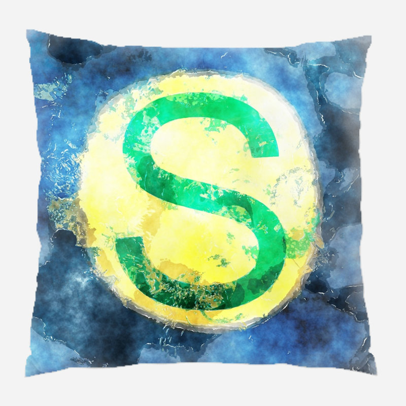 Coussin décoratif aquarelle Munguia, Microsuède, Intérieur
