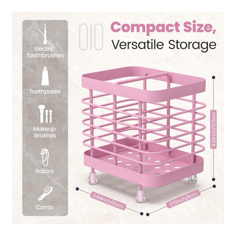 Pink Stainless Steel Toothbrush Holder