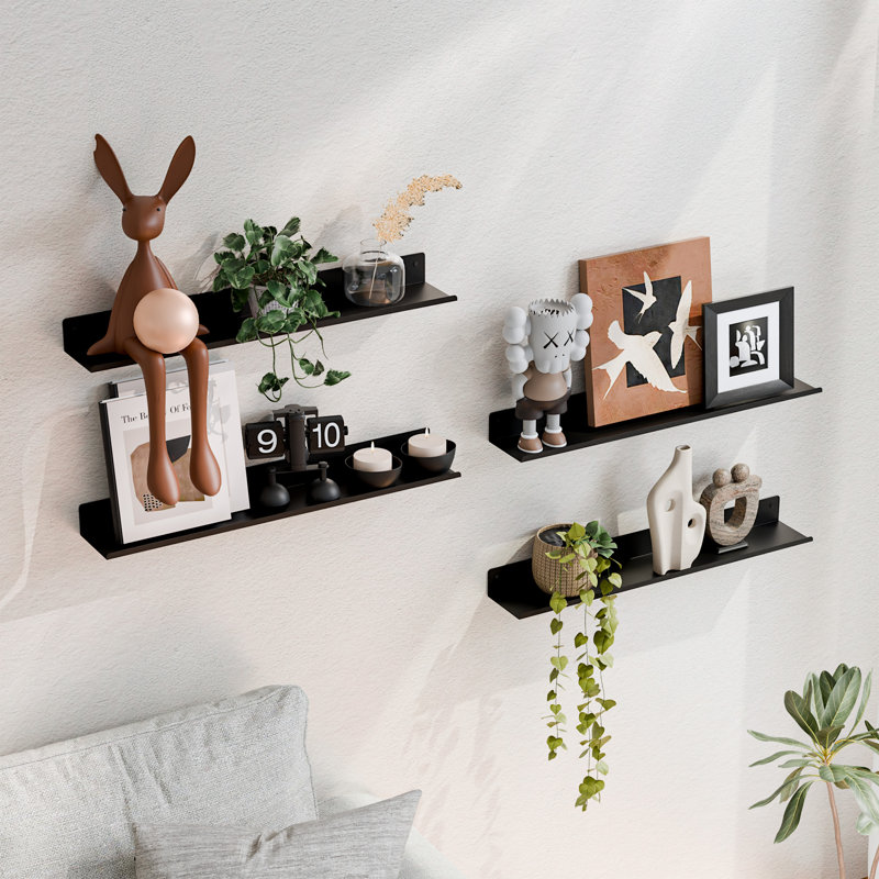 Metal Floating Wall Shelves, 1.97" H x 24" W x 3.93" D