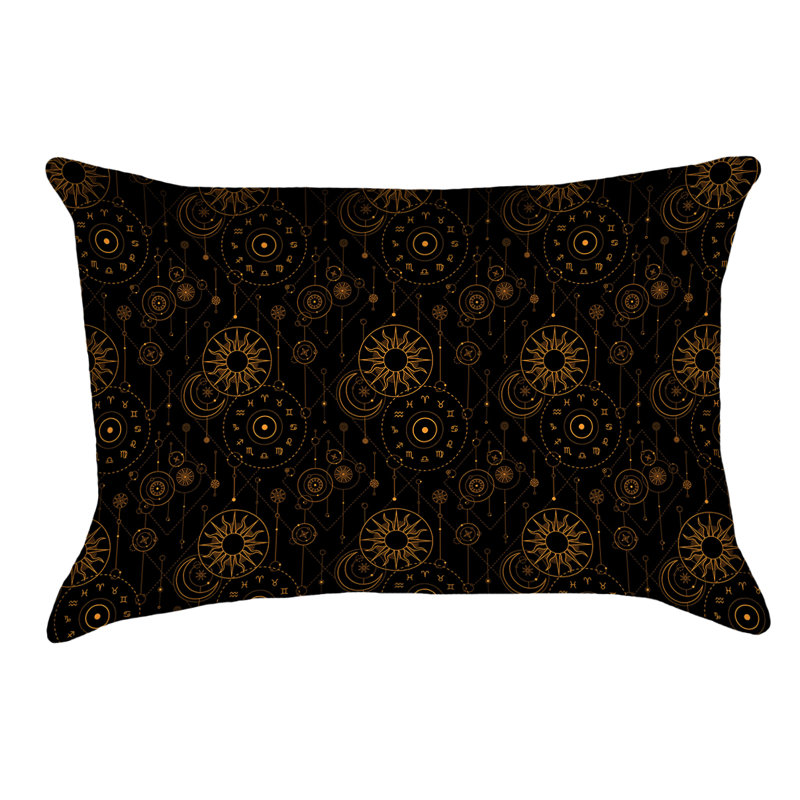 Housse de coussin Katelyn Elizabeth, Faux lin, Noir / or
