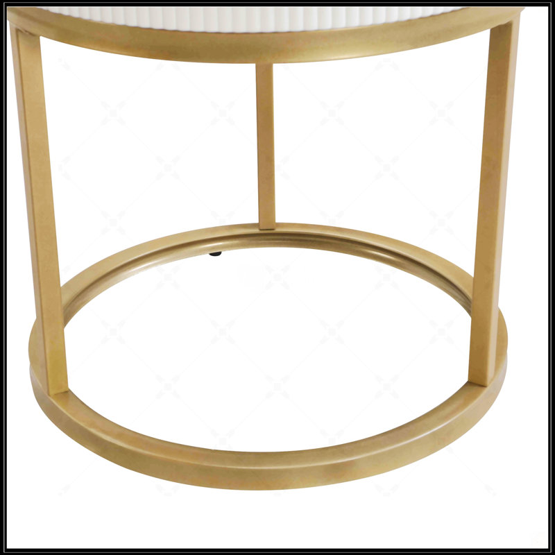 Table de chevet moderne avec tiroir 19,68 pouces, Blanc / Doré, Blanc, Marbre