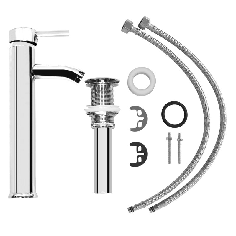Clear Tempered Glass Round Vessel Sink with Chrome Faucet