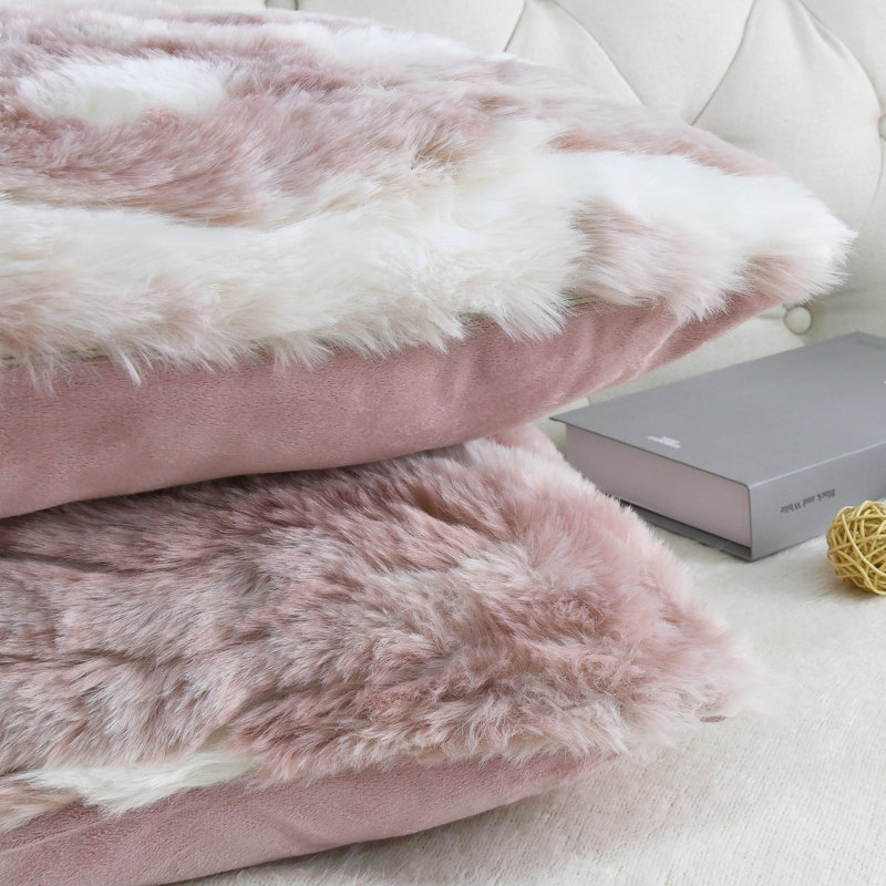 Jacquard Lumbar Throw Pillow Cover, Pink