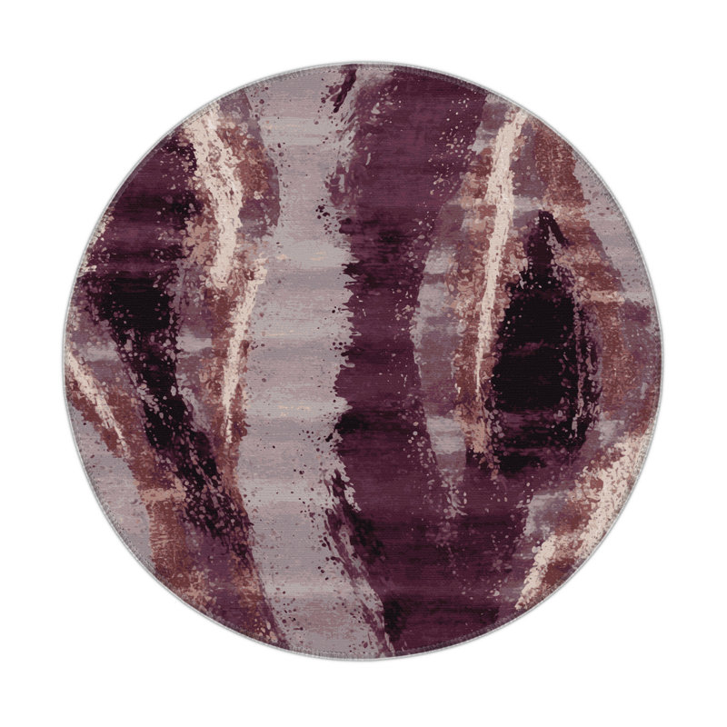 Watercolor Gray Indoor and Outdoor Area Rug, Round 5'