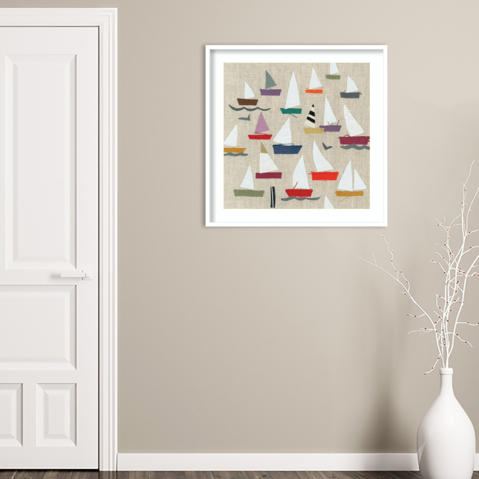 Plain Sailing Print by Jenny Frean, White, 33" H x 33" W x 1" D