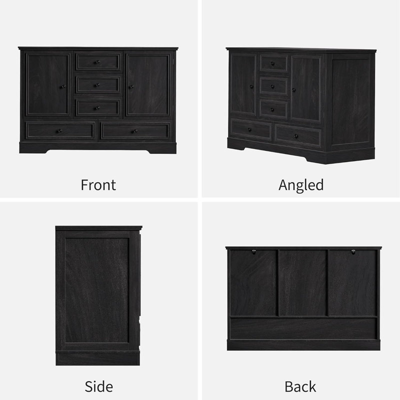 47" Farmhouse Sideboard Buffet Cabinet, Black