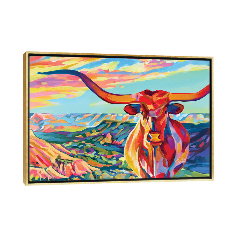 Palo Duro Texas Longhorn - reproduction d'art murale encadrée, H 40 po x l 60 po, Reproduction encadrée sans passe-partout