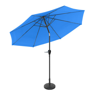 10FT Round Patio Umbrella with 19lb Weighted Base - Auto Tilt, Easy Crank, Vented Canopy Outdoor Umbrella for Shade - For Deck, Balcony, Porch, Backyard, or Pool by Pure Garden (Blue)
