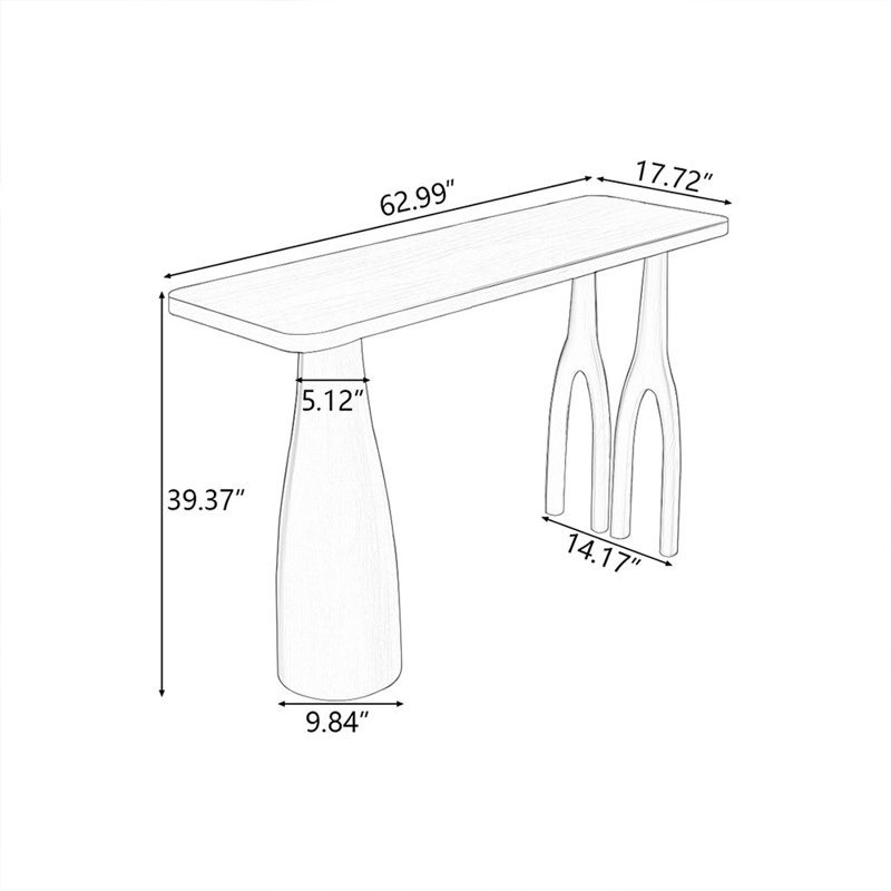 62.99" Black Rectangular Solid Wood Bar Table