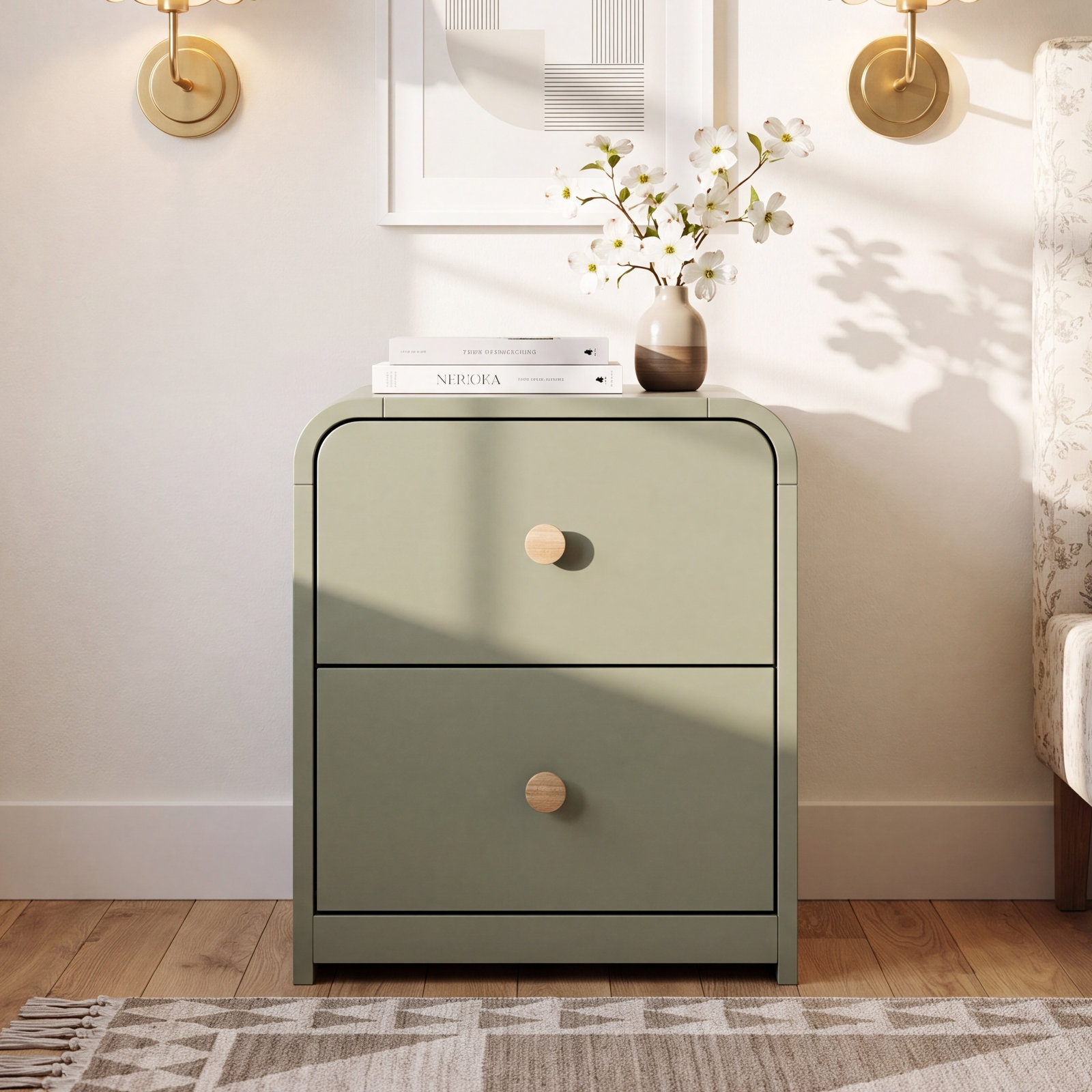 Santos Nightstand, Olive