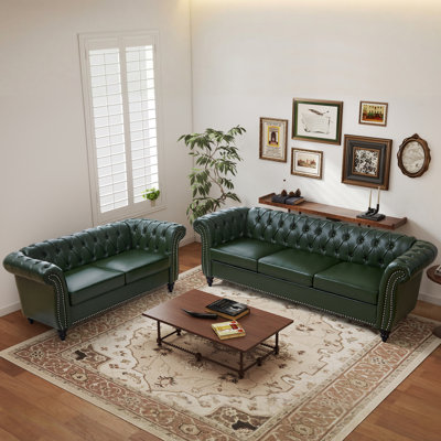 Alxis 2 Piece Faux Leather Living Room Set
