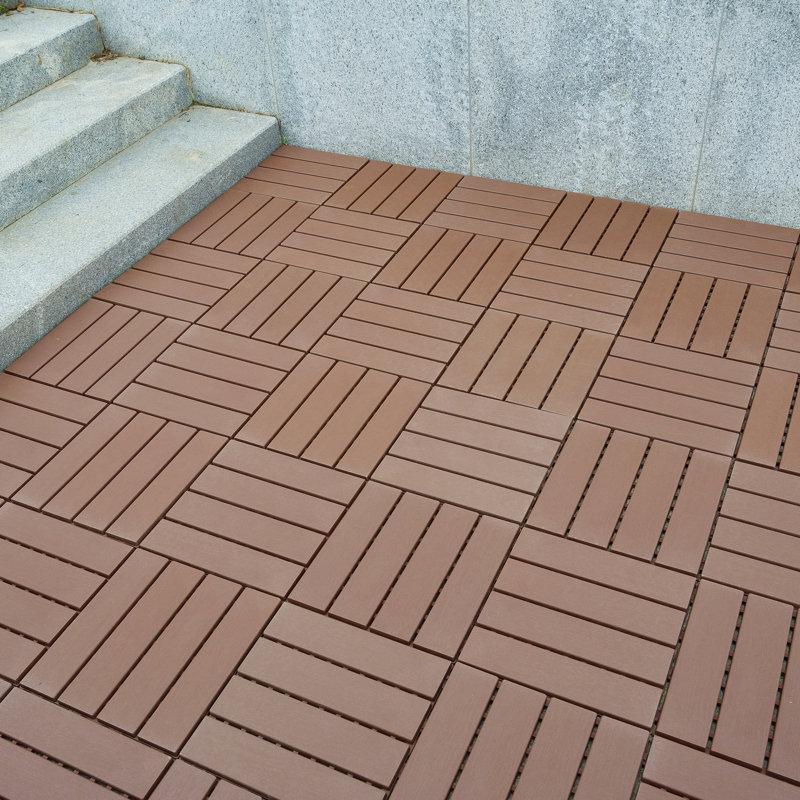 Carreaux de terrasse emboîtables en plastique 12 po x 12 po, Brun