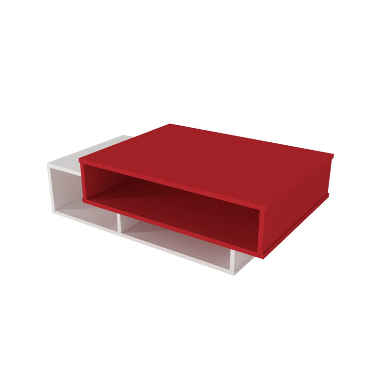 Rausch Floor Shelf Coffee Table with Storage, Red