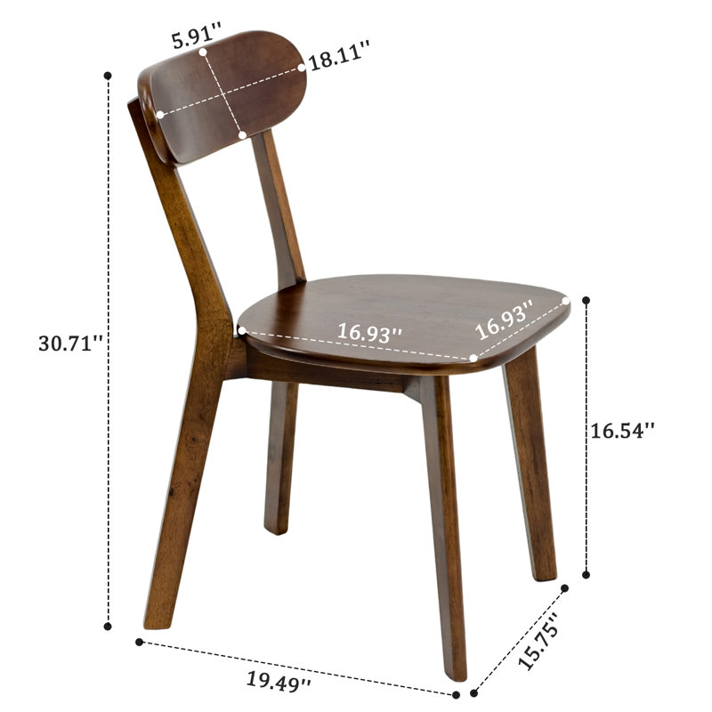 Ensemble de 2 chaises de salle à manger en bois massif, Noyer