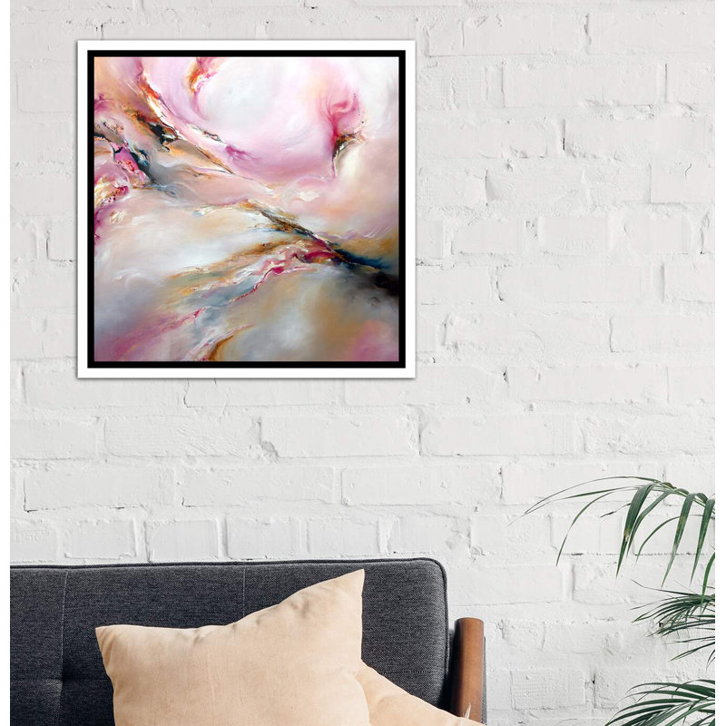 «Pink Haze» par J.A Art - reproduction, H 18 po x l 18 po x 1,5 po, Toile blanche encadrée