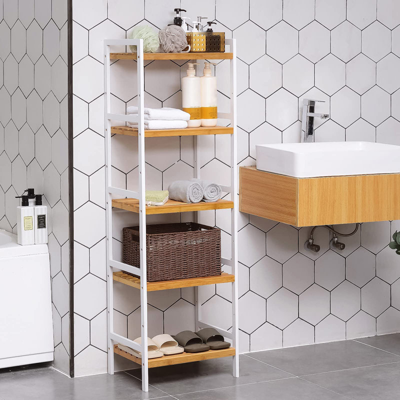 Agnese Solid Wood Freestanding Bathroom Shelves