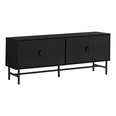 60 Inch Tv Stand, Black Metal & Laminate, Media Storage For Bedroom Stand With Storage, Laminate And Metal, Modern Entertainment Center Living Quarters