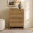 Modern Boho 4-Drawer Dresser with Rattan Inlay Fronts, Faux Leather Pulls & Solid Wood For Bedroom Storage Organization-118226001