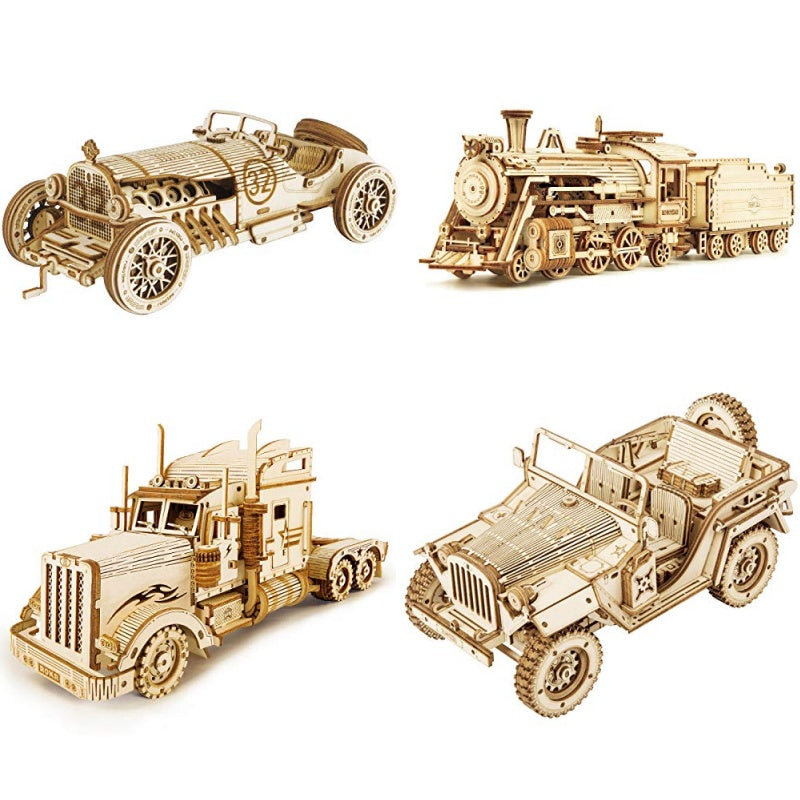 Rokr 3D DIY Wooden Puzzle Model Kits - Army Jeep Montessori Educational Toy Kit For Adults