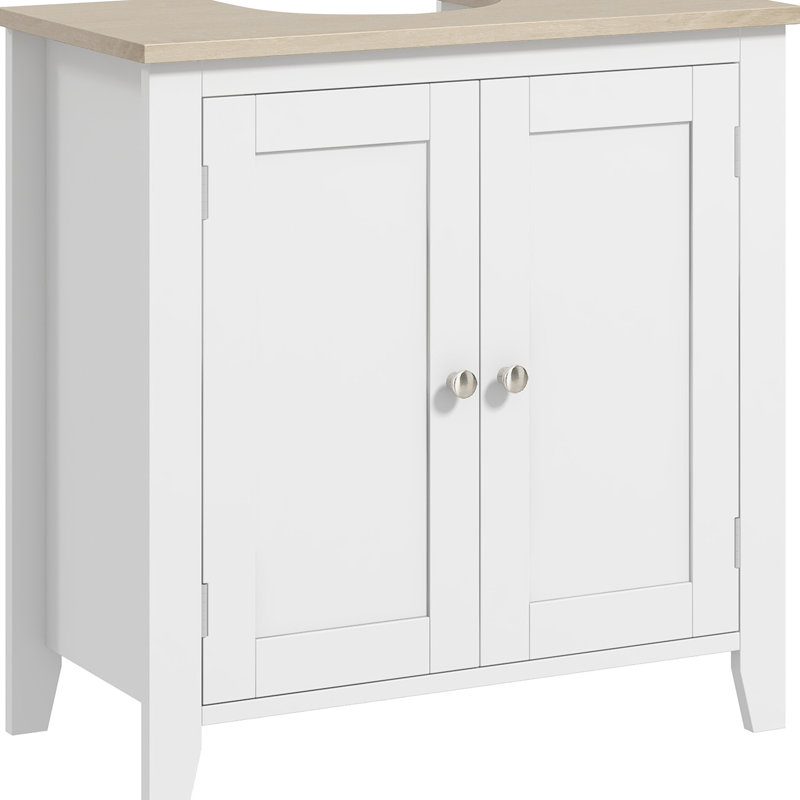 Meuble-lavabo de salle de bain - Forme en U, tablette réglable, meuble-lavabo blanc peu encombrant 11,42 po de profondeur,