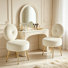 Chaise rembourrée en velours avec tabouret (ensemble de 2)