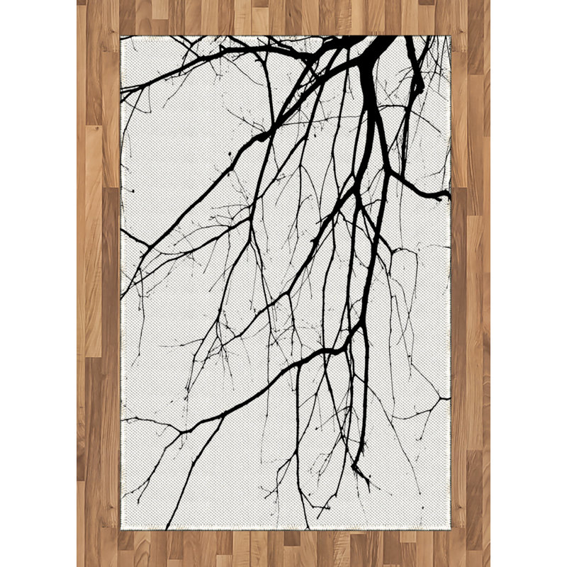 Black and White High Density Long Fiber Poly Threads Decorative Area Rug Carpet, Rectangle 4' x 5'8"