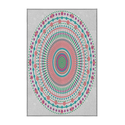 Gris laine/rose/vert Tapis décoratif