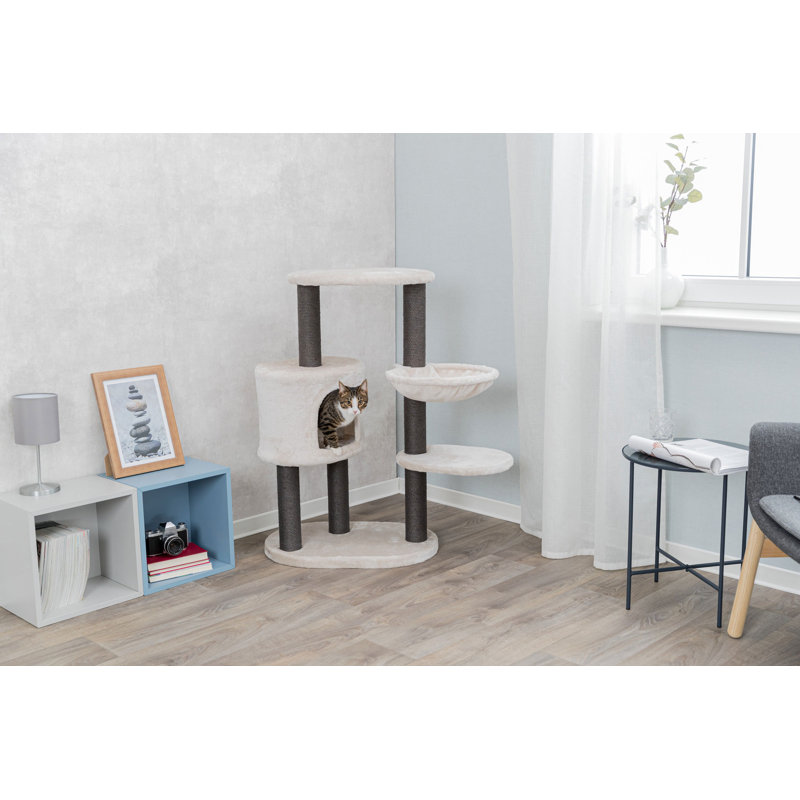 TRIXIE Moriles 39" Cat Tree with Sisal Scratching Posts, Plush Covered Condo, Hammock, Platforms, Dangling Cat Toy