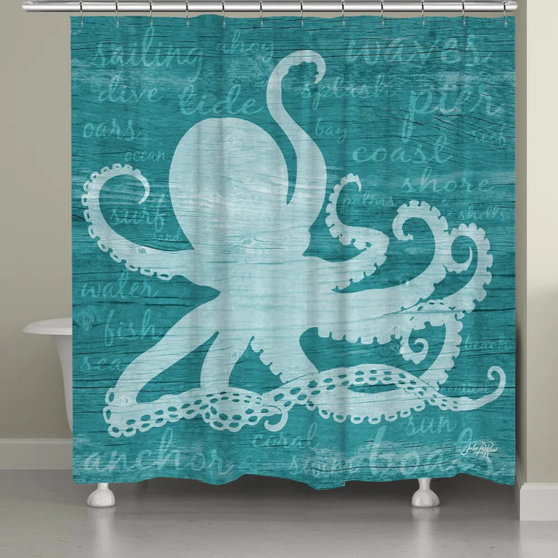 Rideau de douche simple octopus words Shelford, H 71 po x l 72 po