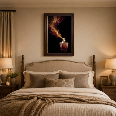 Faceted Glass Perfume Bottle With Amber Smoke Canvas Wall Art