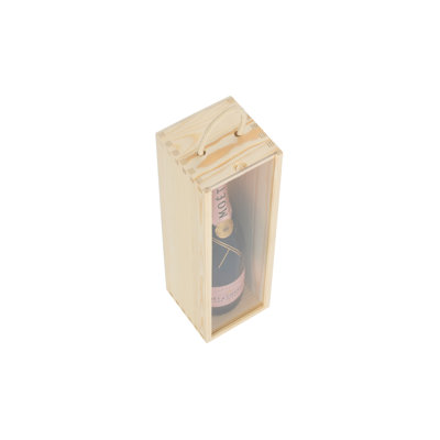 Single Bottle Wooden Box With Clear Acrylic Sliding Lid