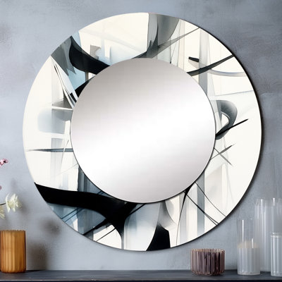 Abstrait neutre neutre - miroir rond noir géométrique moderne