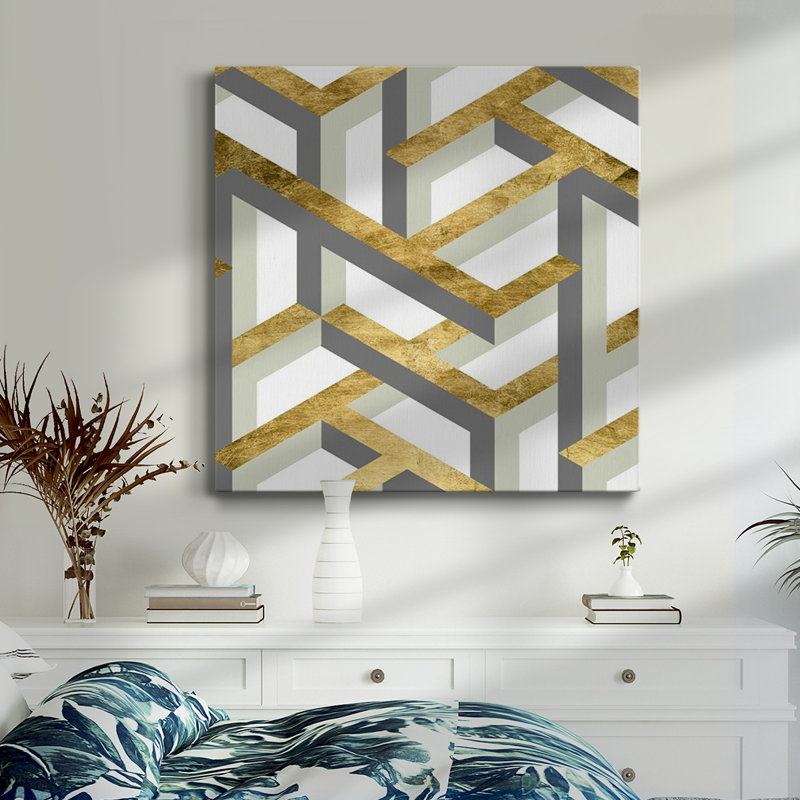 «Geometric Landscape III», toile tendue avec châssis de qualité supérieure - prête à être accrochée