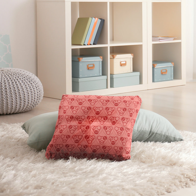 Coussin de sol classique à motif de cercles et de vagues, 30 po x 30 po, Rouge