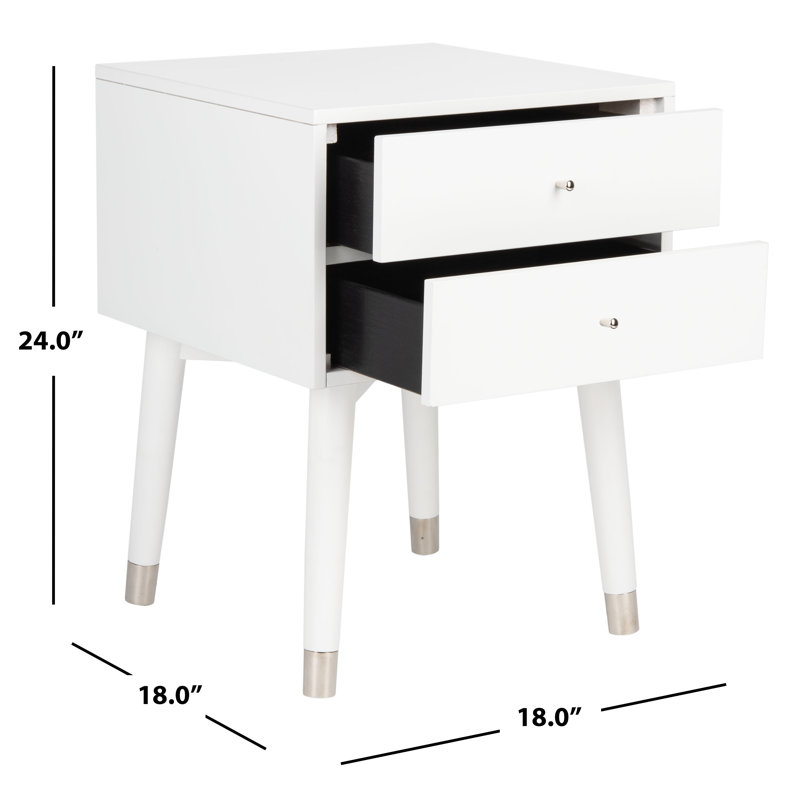 Debriana 18'' W Nightstand, Silver/White