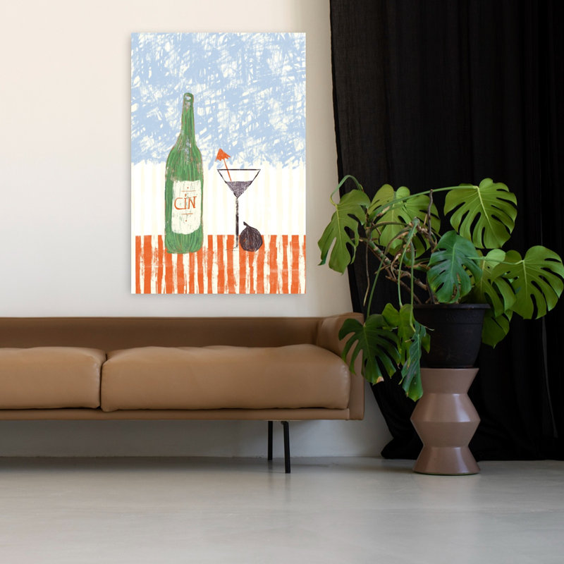 Art mural rétro, gin et gin, H 48 po x l 32 po